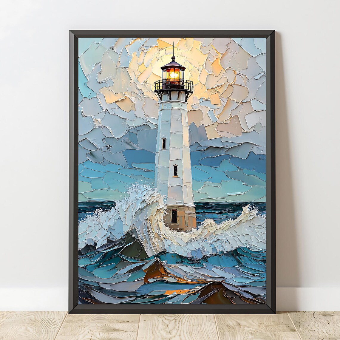 Lighthouse Art Print, Coastal Nautical Artwork - Image 2