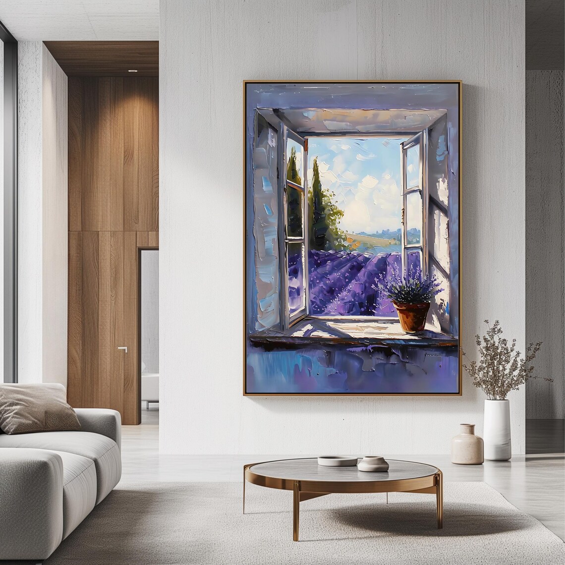 Lavender Window View, Provence Landscape Art Print - Image 3