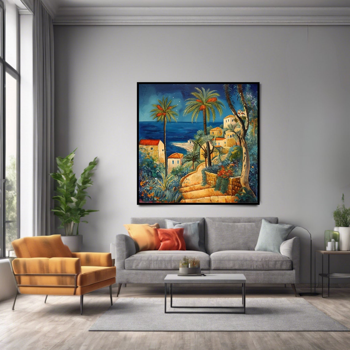 Coastal Village Mediterranean Art Print - Image 2