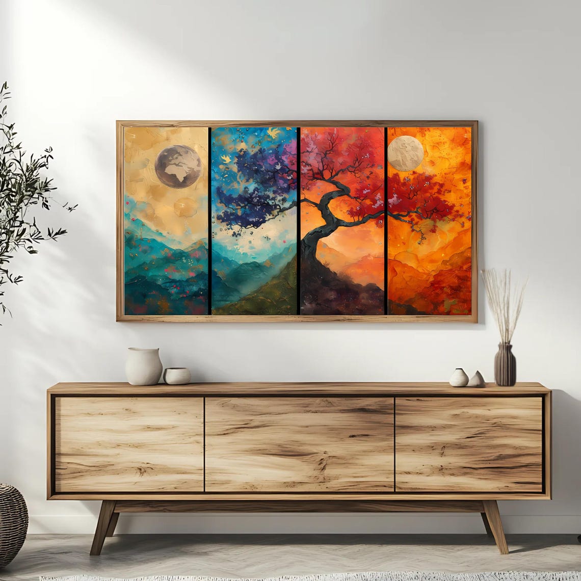 Four Seasons Tree Frame TV Art Seasonal Landscape Digital Wall Poster - Image 3