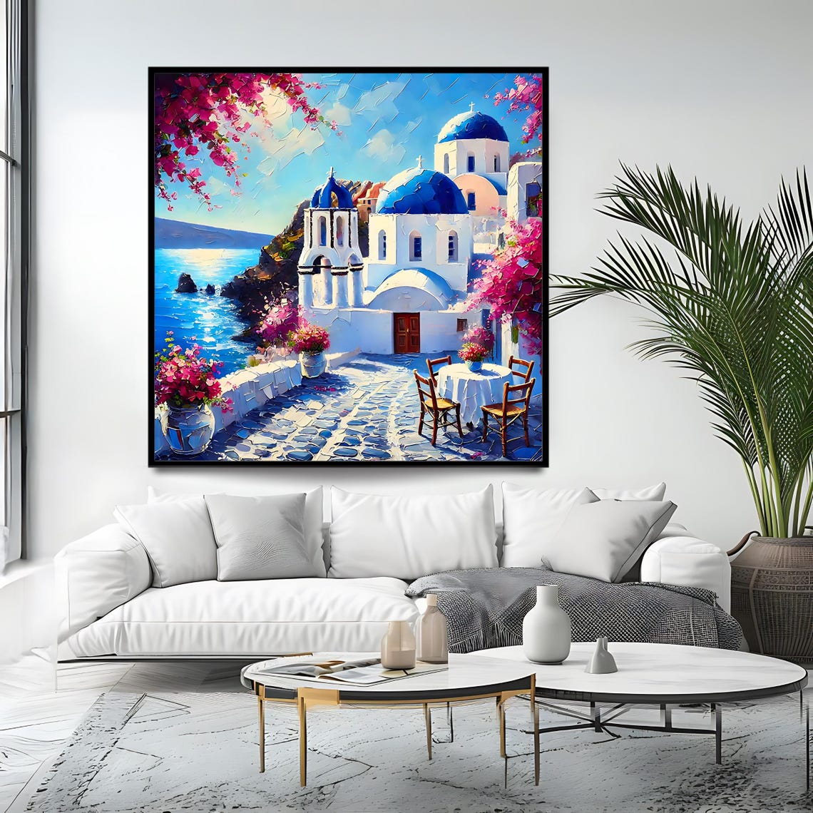 Santorini Greece Blue Domed Churches Caldera Sea Terrace Travel Poster - Image 4