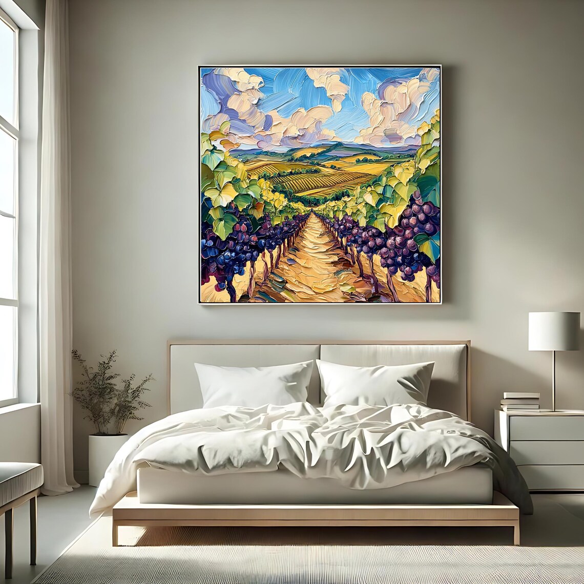 Vineyard Landscape, Scenic Countryside Art Print - Image 2