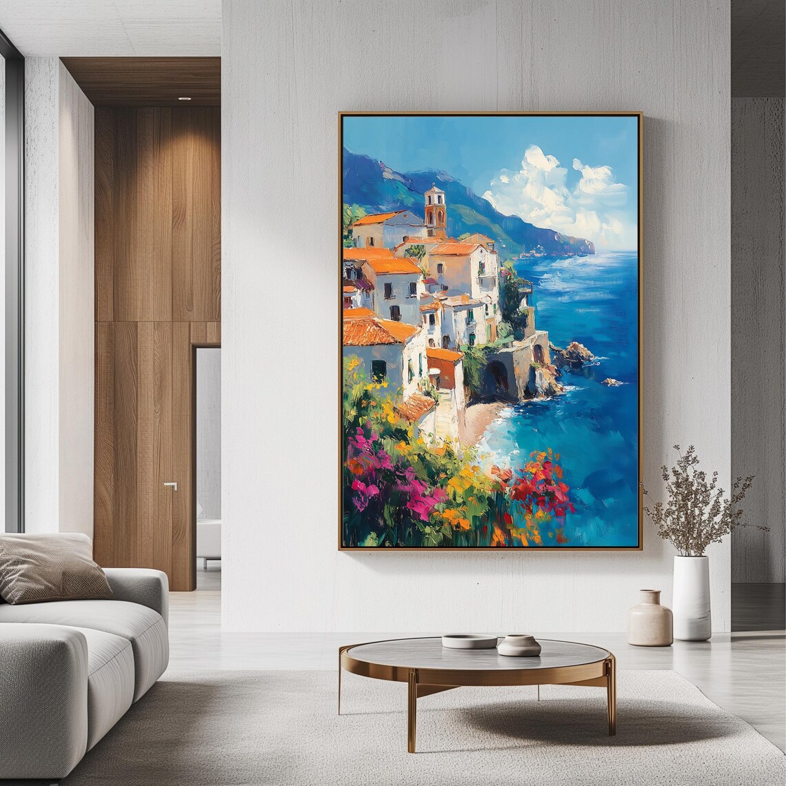 Italian Coastal Village Cliffside Sea View Mediterranean Travel Poster - Image 3