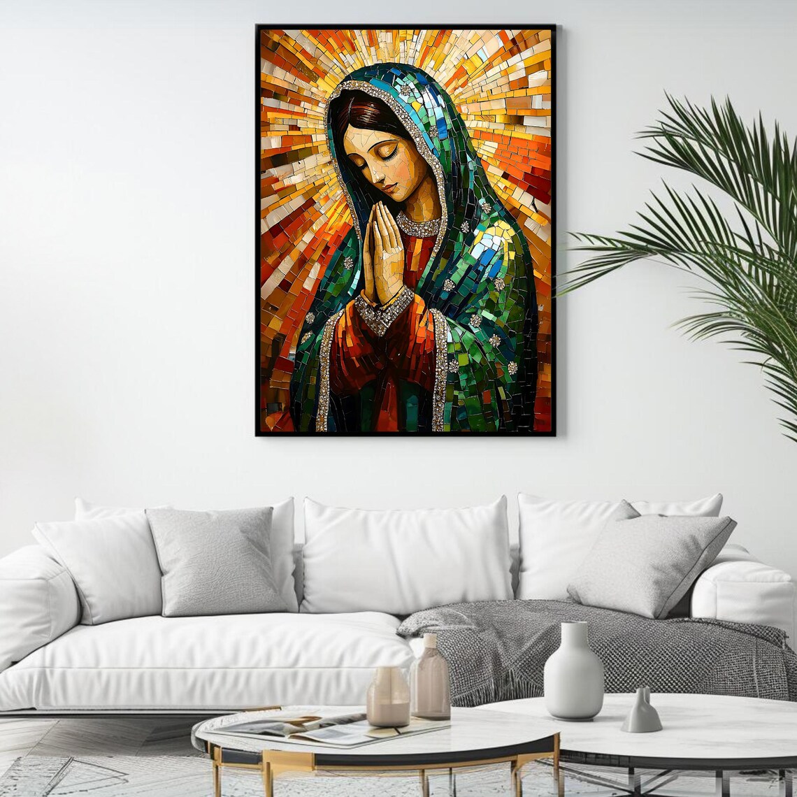 Mary Of Guadalupe Mosaic Art Print, Vibrant Spiritual - Image 4