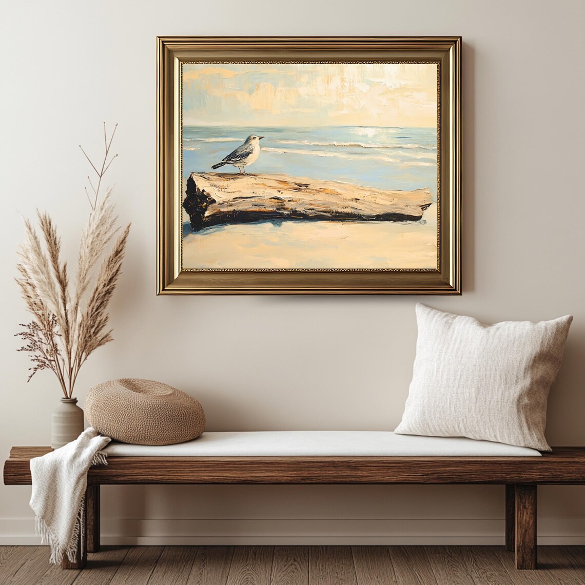 Vintage Coastal Art Print Seagull Beach Wall Art Tranquil Ocean Scene Seaside Nautical Home Decor - Image 2