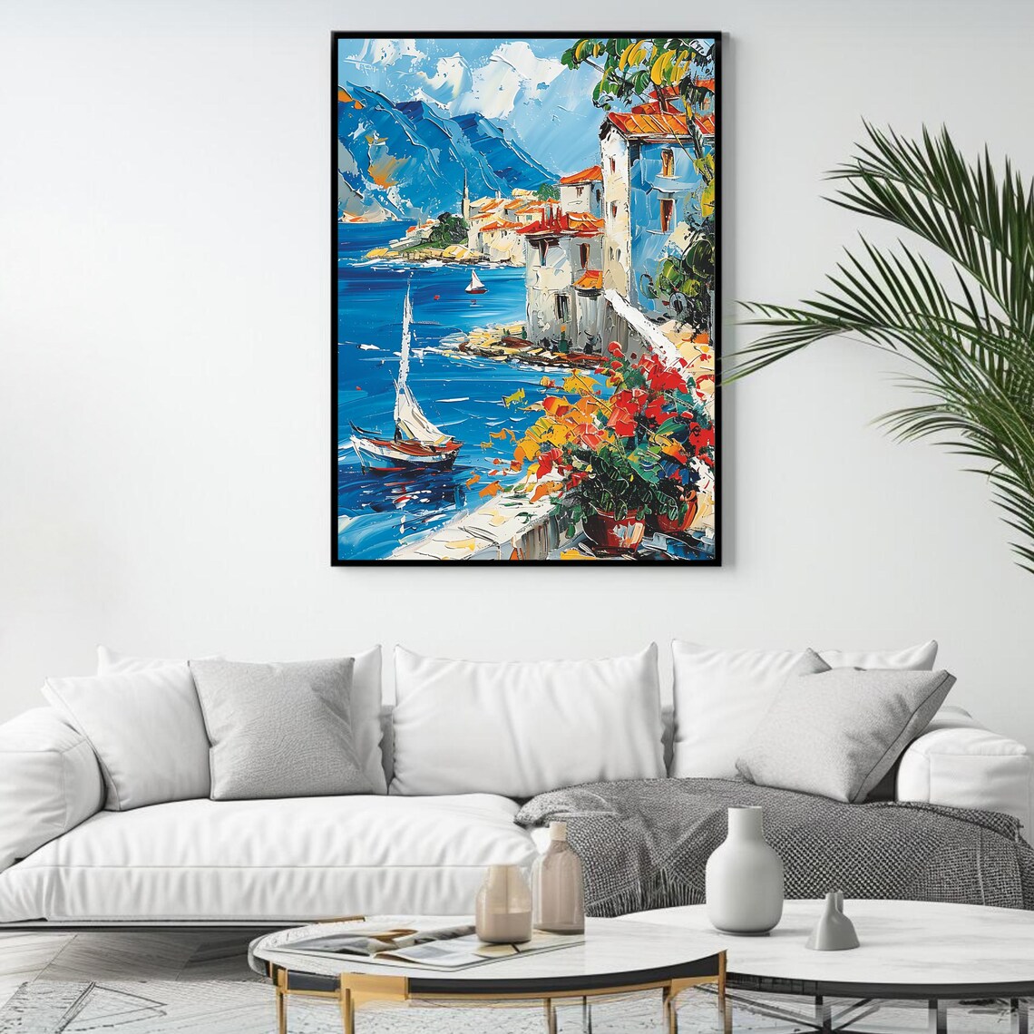 Mediterranean Village Coastal Landscape, Poster - Image 4