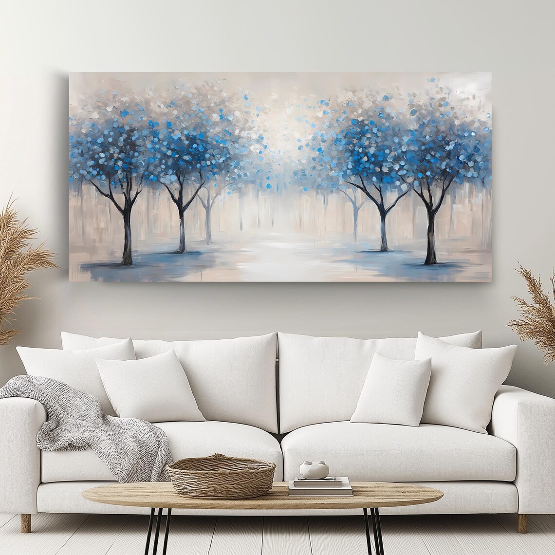 Blue Trees Panoramic Landscape Wall Art Print - Image 2