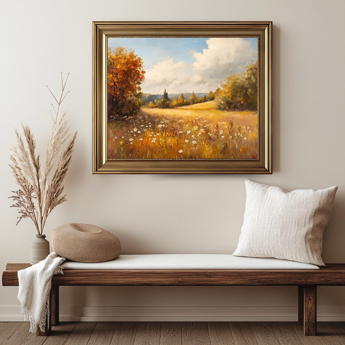 Autumn Meadow Daisy Field Golden Foliage Wildflower Landscape Poster - Image 2