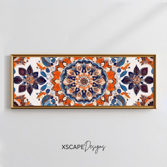 Islamic Geometric Wall Art Long Panoramic Mandala Print Arabic Home Decor Wide Horizontal Muslim Artwork Islamic Painting