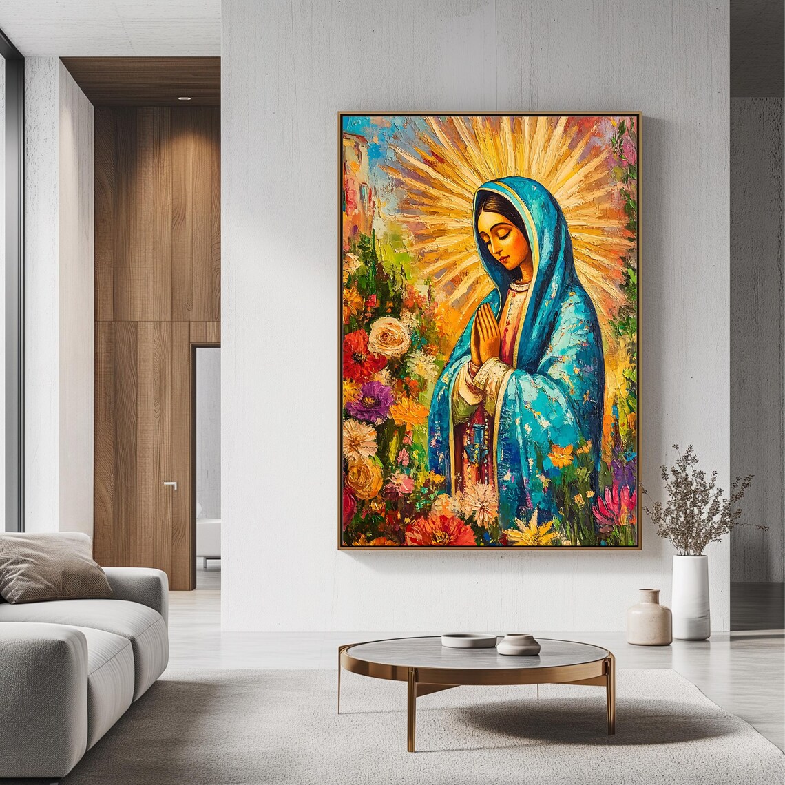 Our Lady Of Guadalupe Praying Blue Mantle Golden Halo Catholic Poster - Image 3