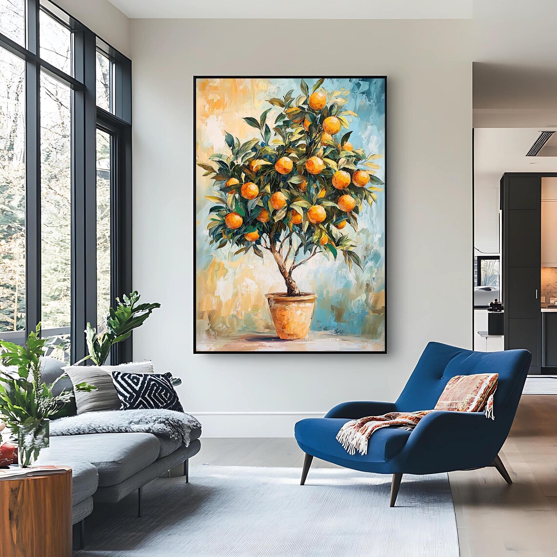Orange Tree Art Print, Mediterranean Botanical - Image 2