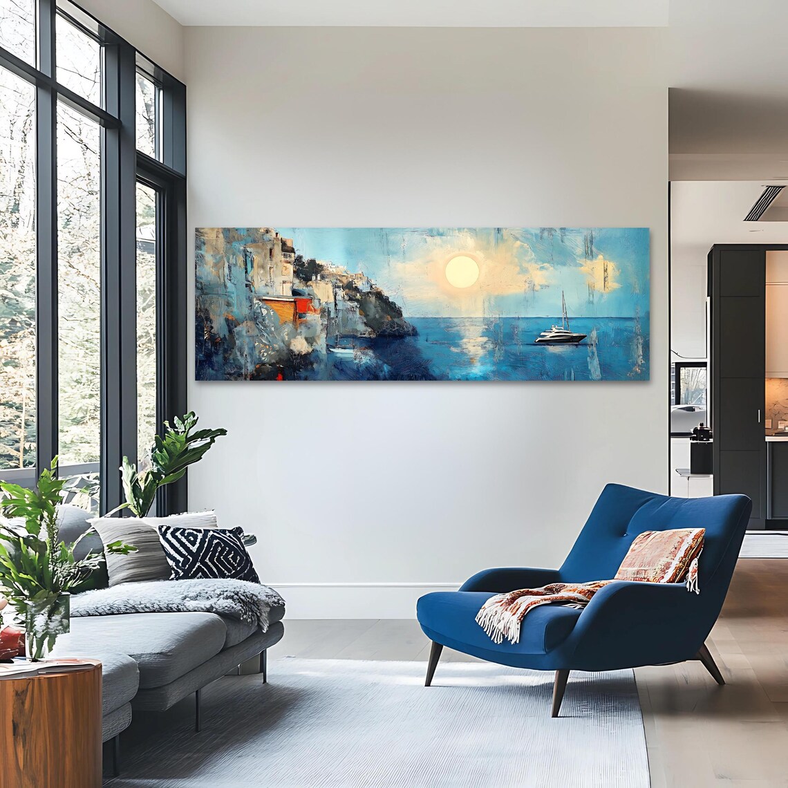 Mediterranean Coast Art Print, Panoramic Seascape - Image 3