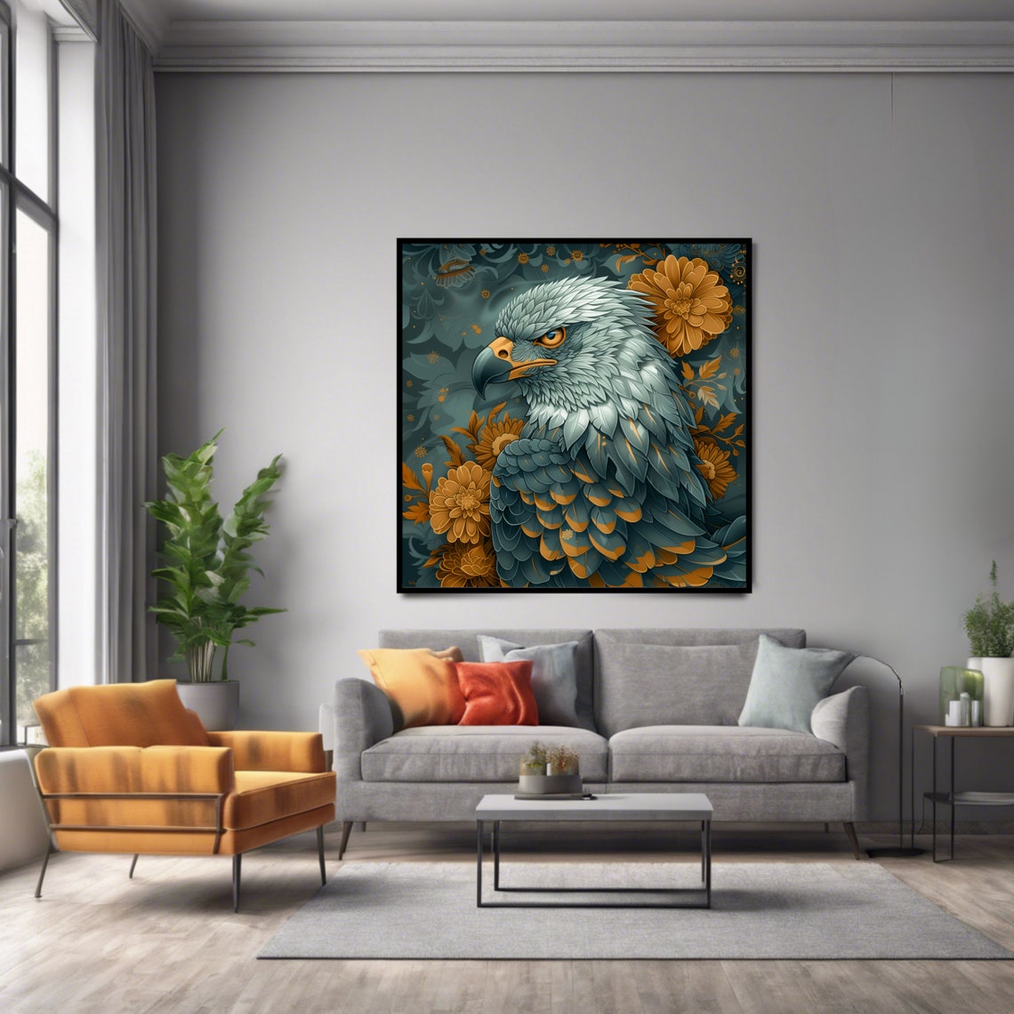 Regal Eagle Wall Art Print Majestic Animal Square Bold Wildlife Decor - Image 2