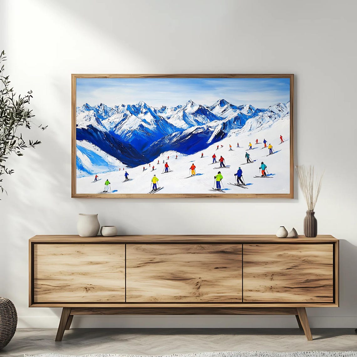 Alpine Ski Resort Mountain Slope Skiers Snow Peaks Winter Sport Poster - Image 3