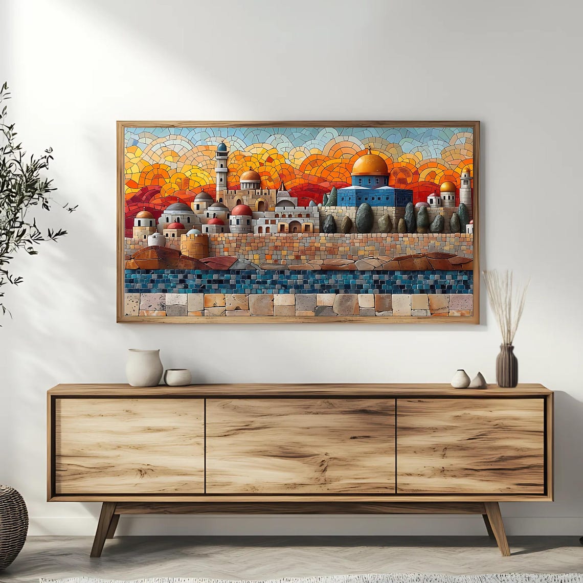 Al Aqsa Jerusalem Old City Sunset Mosaic Dome Mosque View Poster - Image 3