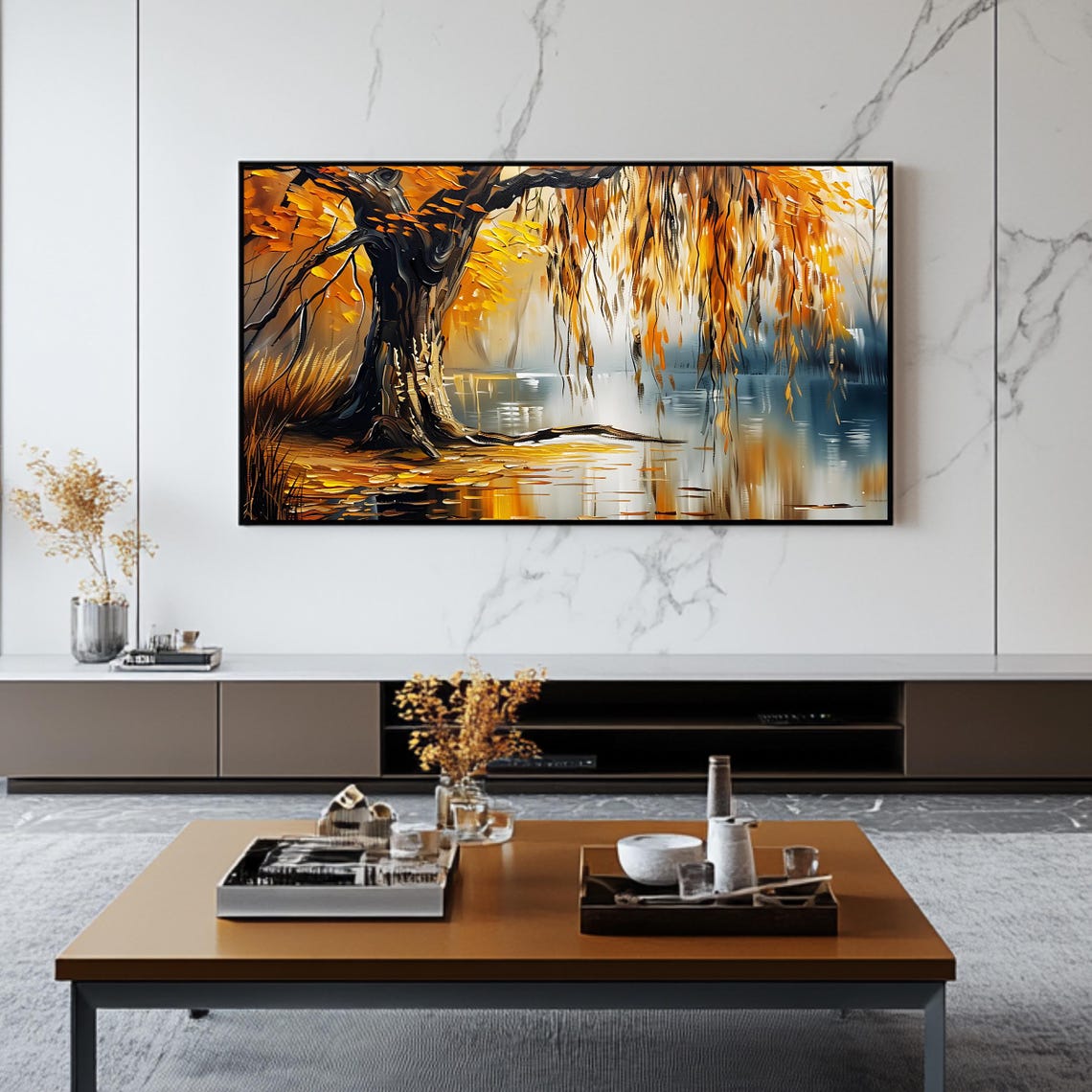Autumn Willow Tree Art, Fall Forest - Image 2