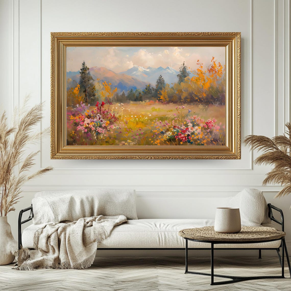 Mountain Wildflower Meadow Vintage Alpine Landscape Floral View Poster - Image 4