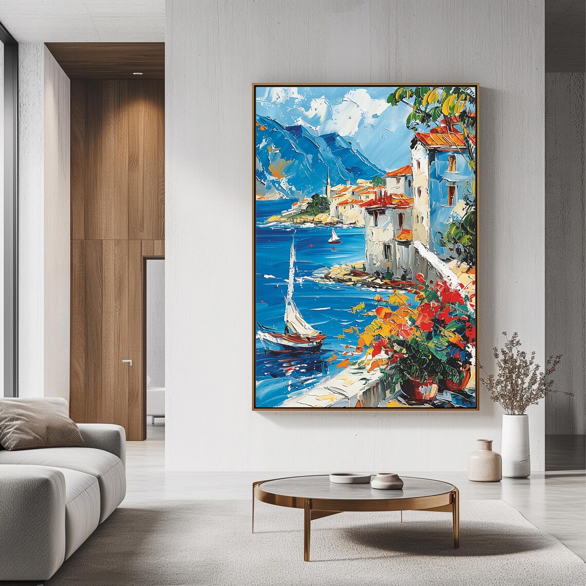 Mediterranean Village Coastal Landscape, Poster - Image 3