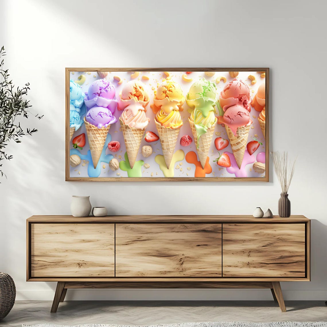 Summer Ice Cream Frame Tv Art Colorful Modern Wall Art For Frame Tv - Image 3