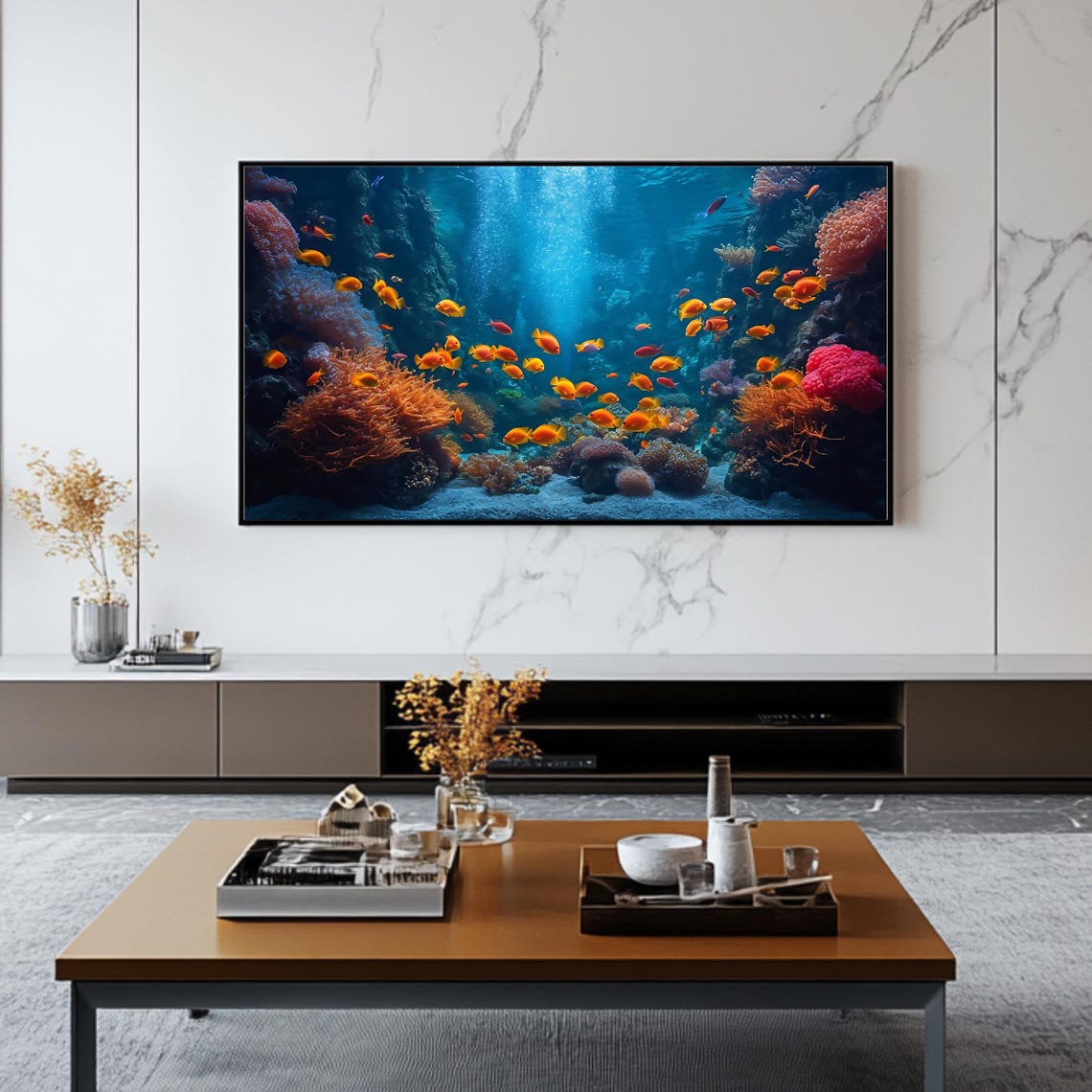 Coral Reef Underwater Fish School Vibrant Ocean Life TV Art Poster - Image 2