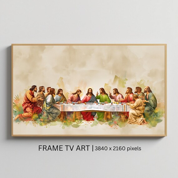 The Last Supper Jesus Christ Watercolor Religious Art Poster