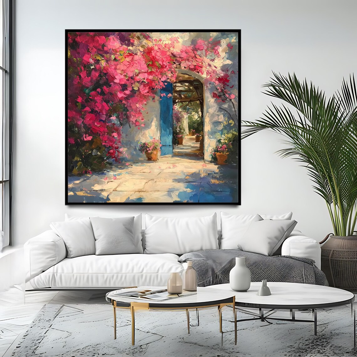 Mediterranean Doorway Art Print, Floral Decor - Image 4