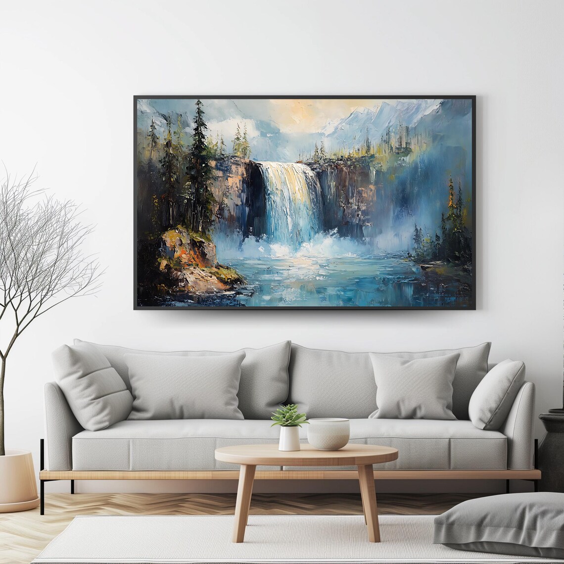 Waterfall Art Nature Wall Art Print Forest Landscape Artwork Scenic Mountain Decor Rustic Home Wall Art - Image 4