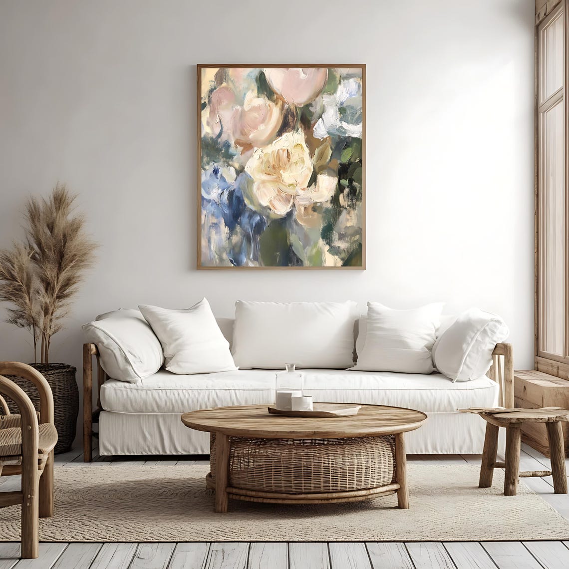 Romantic Vintage Floral Bouquet Soft Pink Roses Impressionist Poster - Image 4