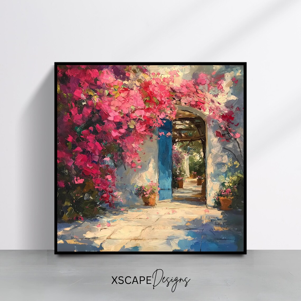 Mediterranean Doorway Art Print, Floral Decor