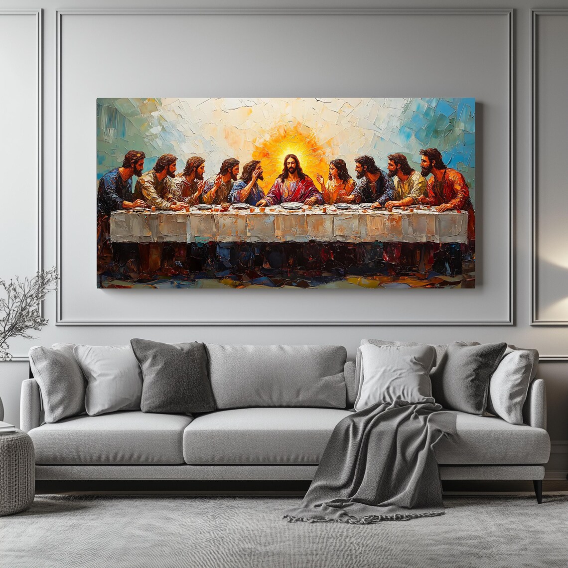 The Last Supper Impasto Oil Painting Christian Panoramic Wall Art - Image 4