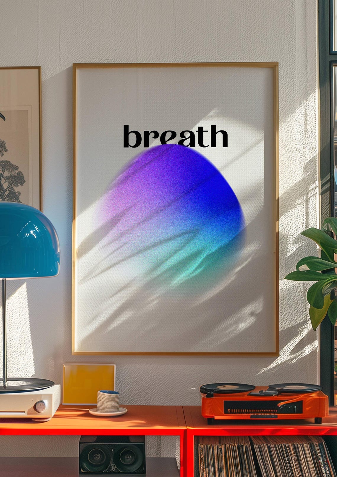 Breath Mindfulness Word Purple Blue Gradient Aura Calm Therapy Poster - Image 2