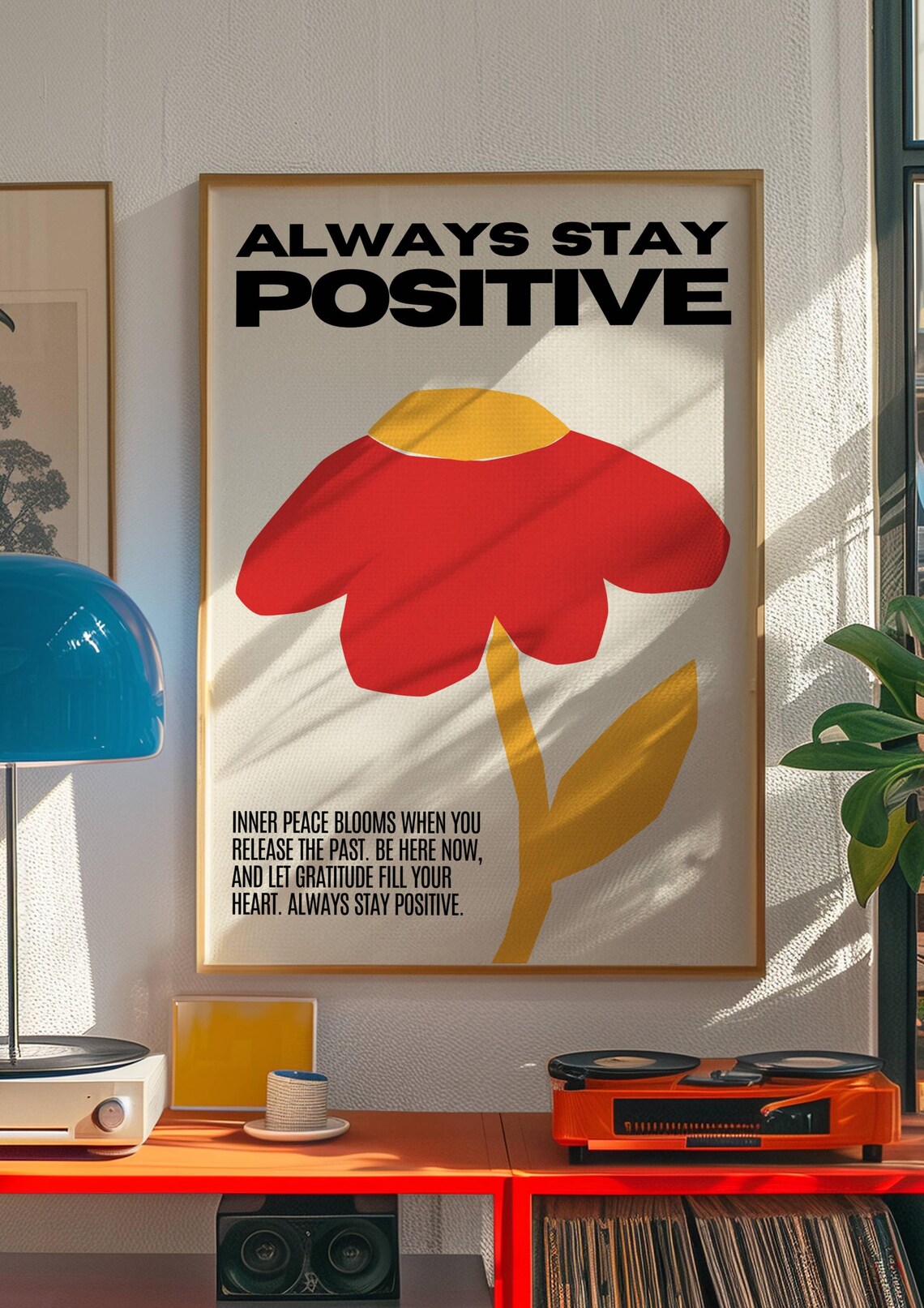 Always Stay Positive Retro Flower Quote Mindfulness Positivity Poster - Image 3