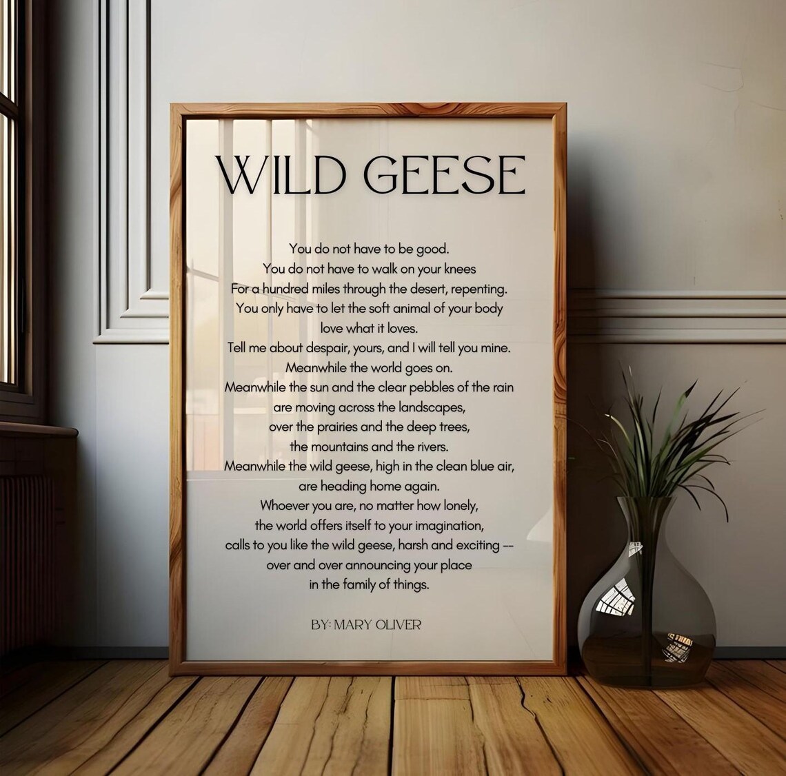 Mary Oliver Wild Geese Poem Inspirational Literary Typography Wall Poster - Image 4