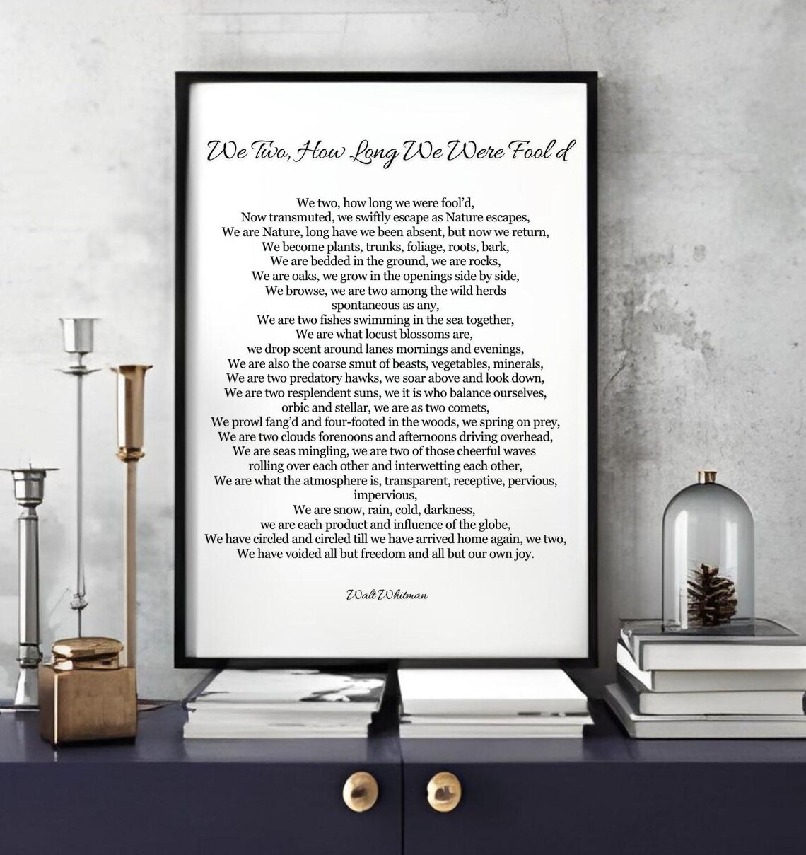 Walt Whitman We Two How Long We Were Fooled Poem Print Wall Art Poster