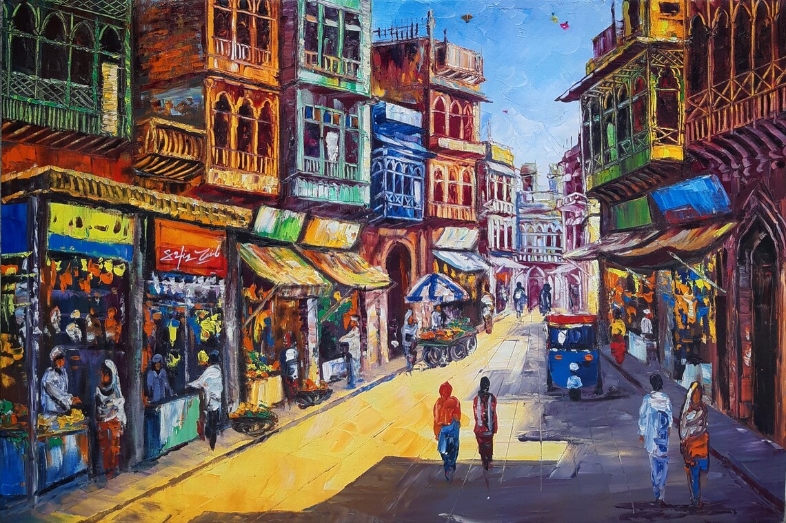 Old Delhi City Wall Art, Indian Art Print - Image 3
