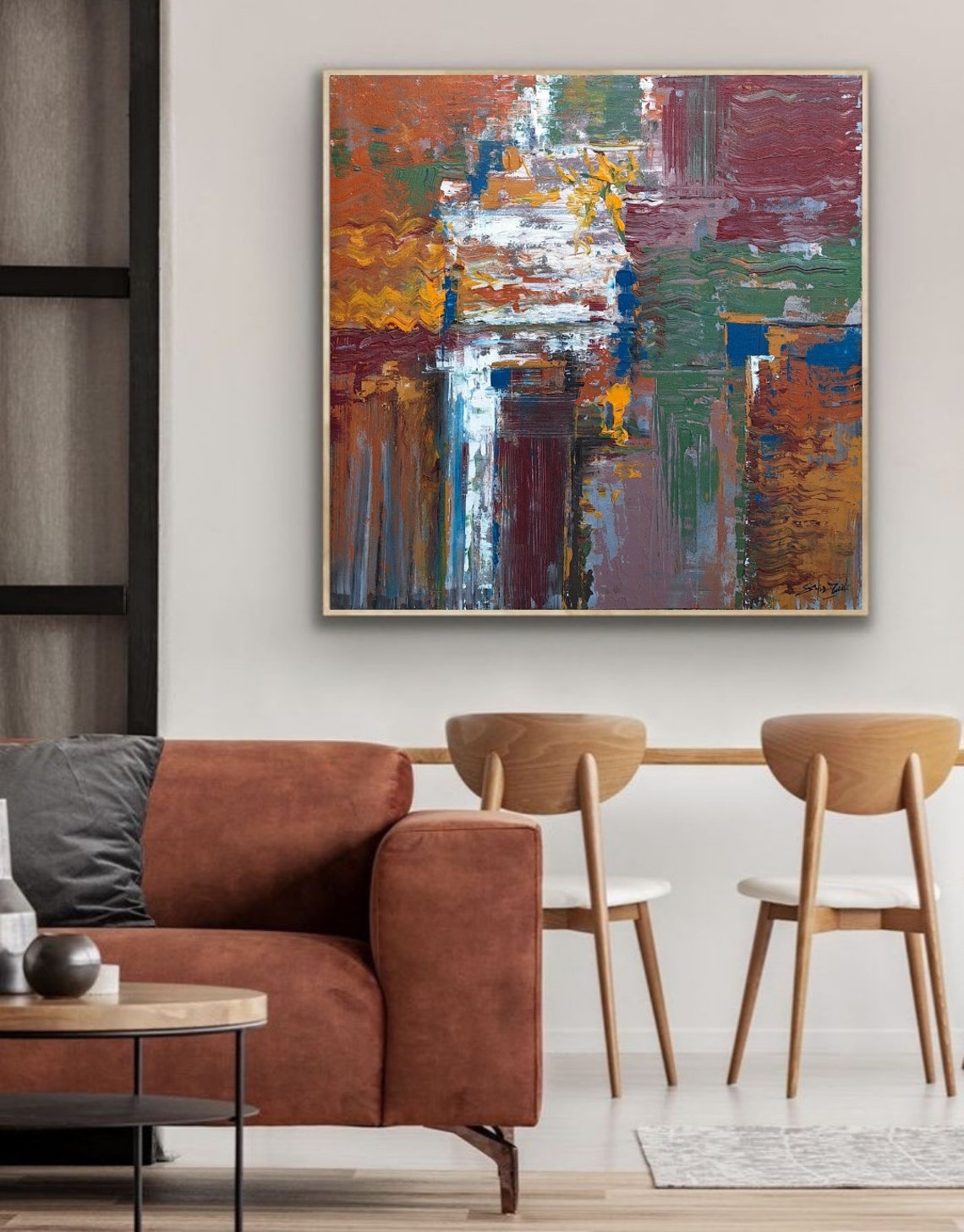 Multicolor Block Abstract Painting Red Orange Green Blue Poster - Image 2