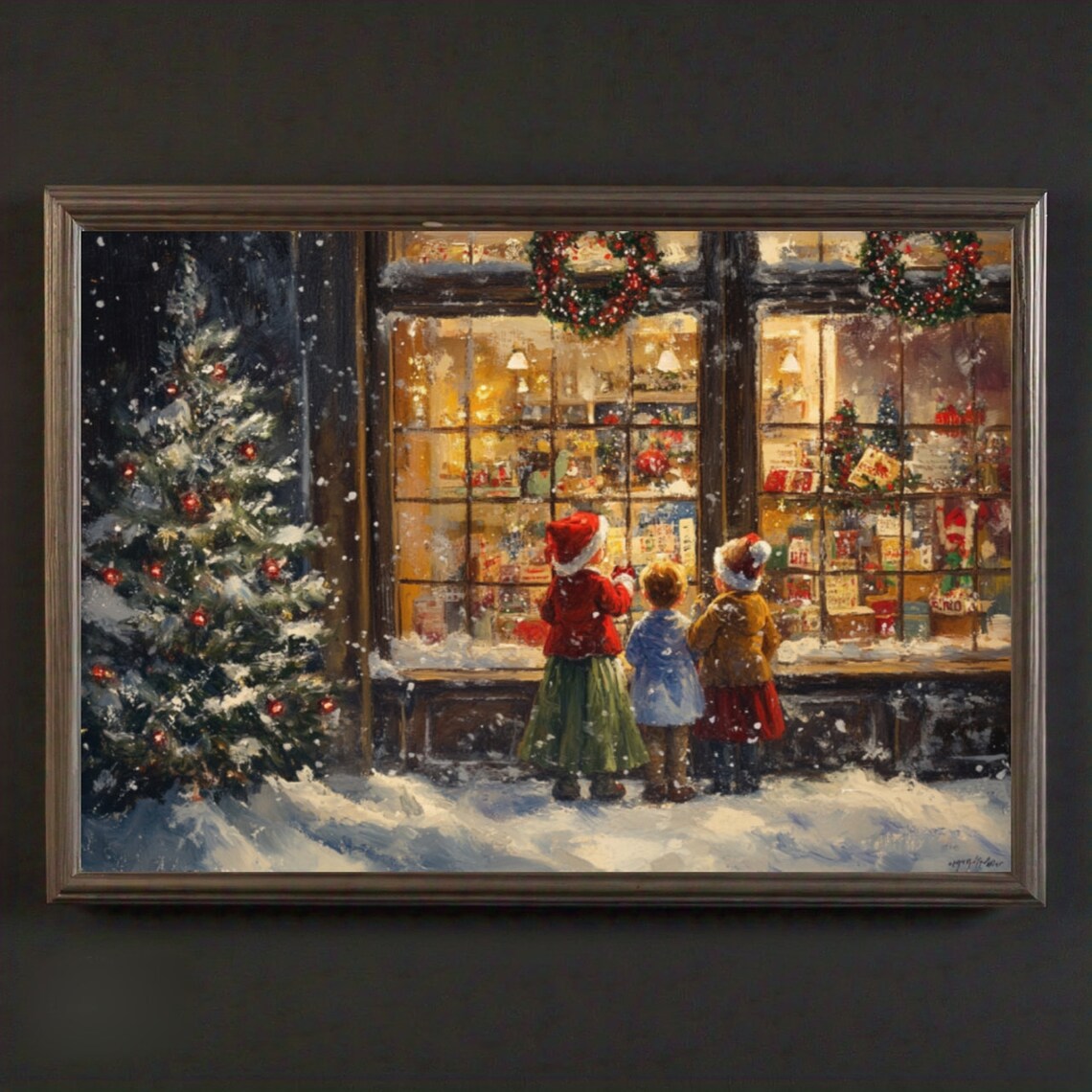 Christmas Tree Snowy Winter Wall Art Print