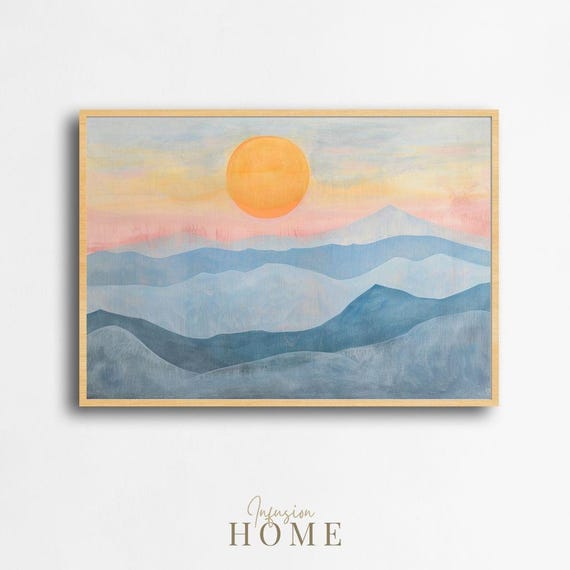Pastel Sunrise Mountain Landscape Art Print