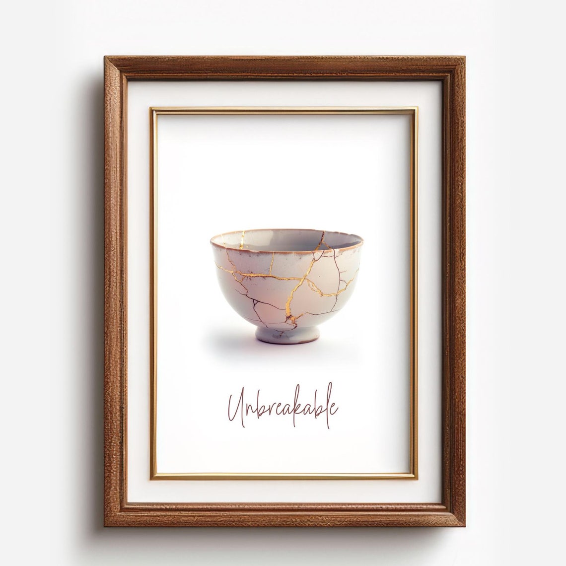 Unbreakable Kintsugi Bowl Gold Cracked Ceramic Resilience Poster