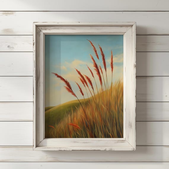 Red Baron On A Windy Hill Art Print Natureinspired Wall Decor Elegant Minimalist Landscape Artwork