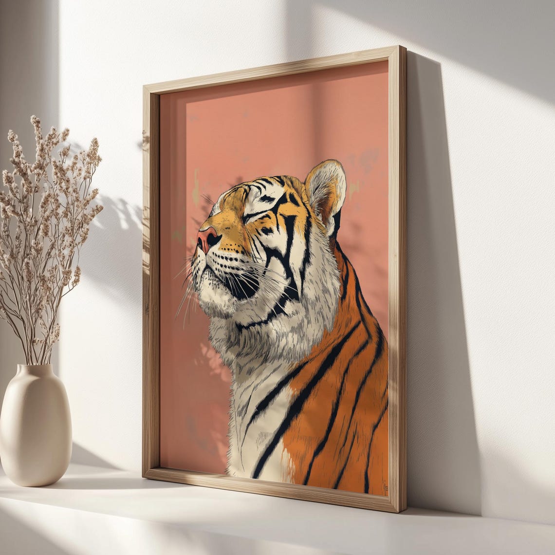 Smiling Tiger Portrait, Ukiyo-E Style Art Print - Image 2