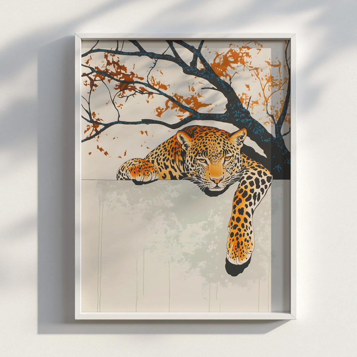 Leopard Lithograph Rosette Spots Lounging Vintage Wildlife Art Poster