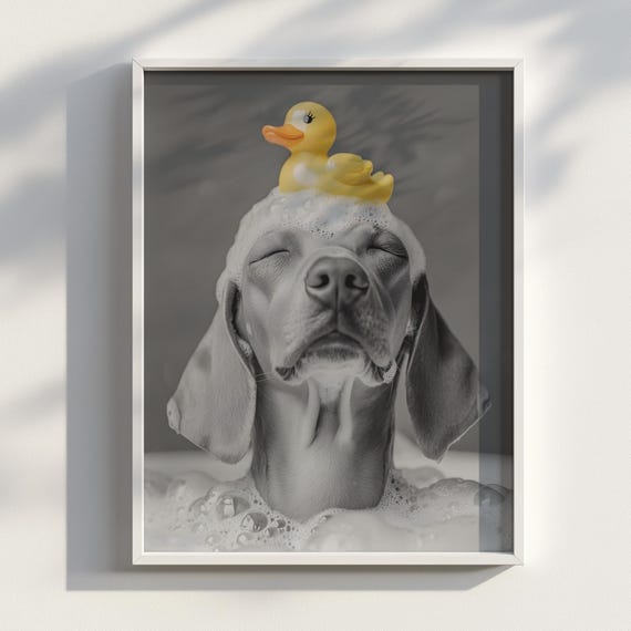 Vizsla Dog Spa Day Art Funny Bathroom Wall Decor Bubble Bath Print Hungarian Poster Mom Gift