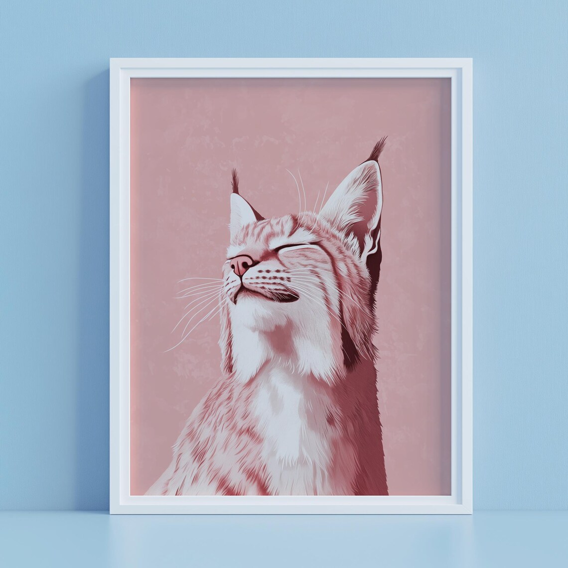 Pink Lynx Portrait Minimal Pastel Wild Cat Animal Art Poster - Image 4