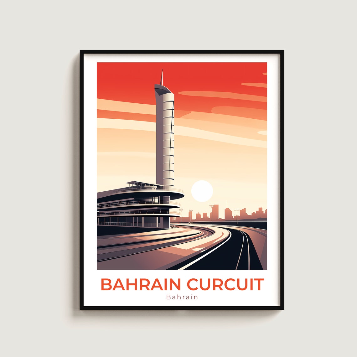Bahrain Circuit Formula 1 Race Track Sunset Grandstand Poster