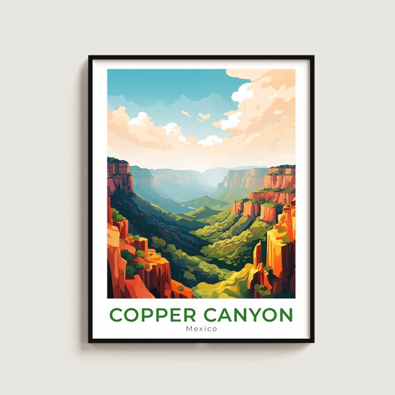 Copper Canyon Travel Print Wall Art Gift Mexico Poster Home Decor Lovers Hanging