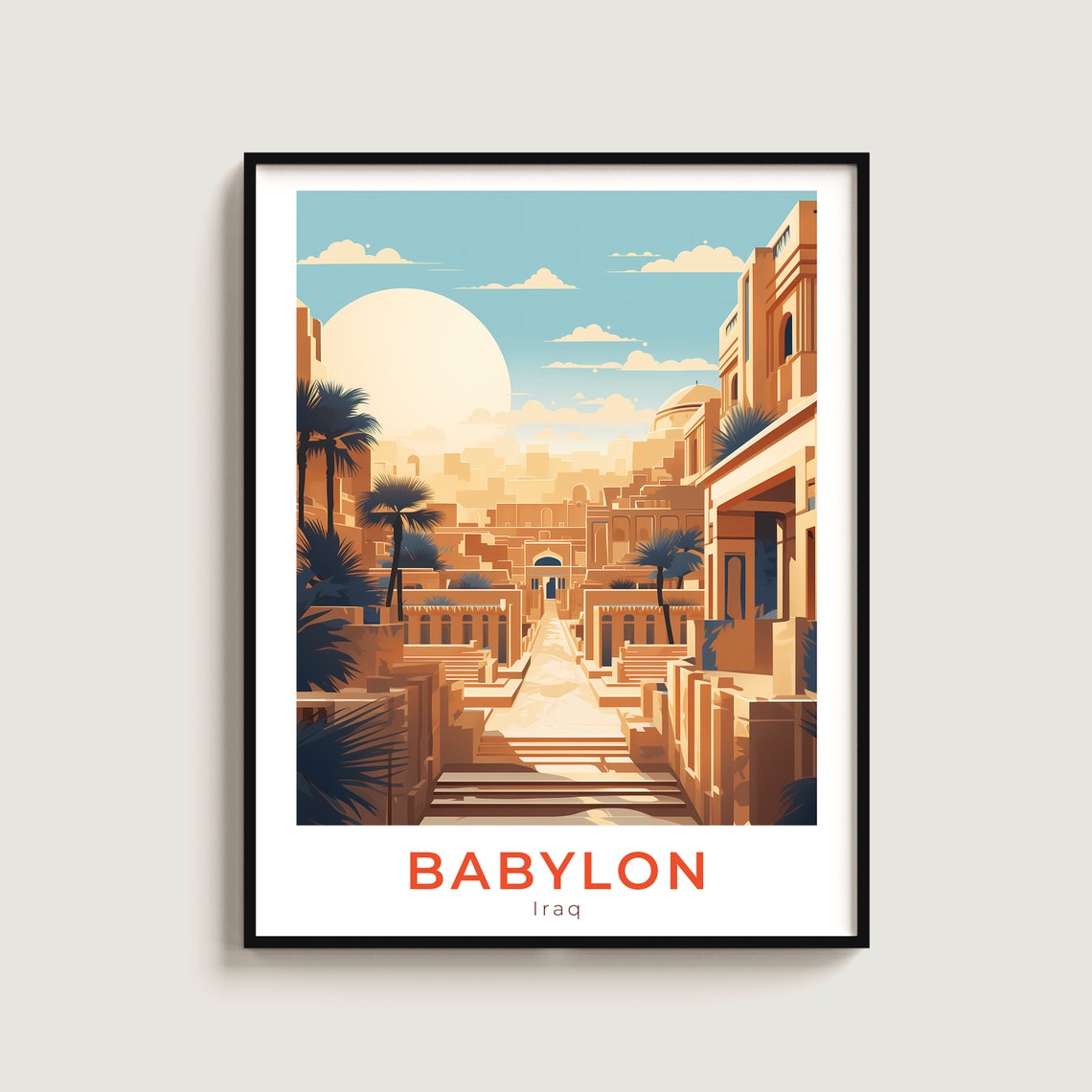 Babylon Iraq Ancient Mesopotamian City Golden Sunset Art Poster