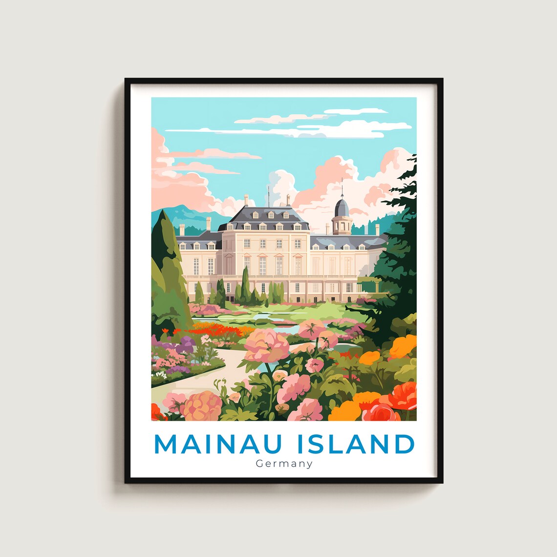 Mainau Island Germany Baroque Palace Flower Garden Travel Poster