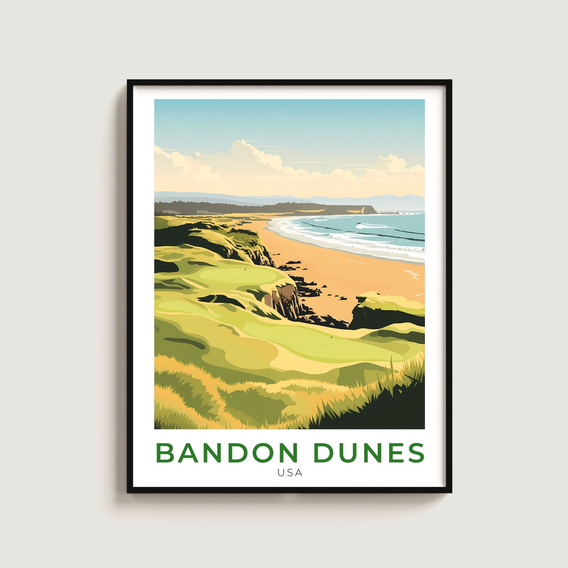 Bandon Dunes Oregon Golf Links Ocean Cliffs Beach Sunset Poster