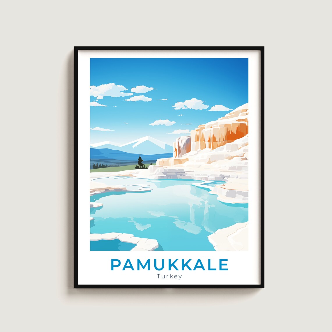Pamukkale Turkey White Travertine Terraces Pools Travel Poster